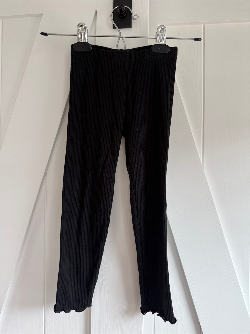 Black Rib-Knit Full-Length Leggings for Toddler Girls 4T